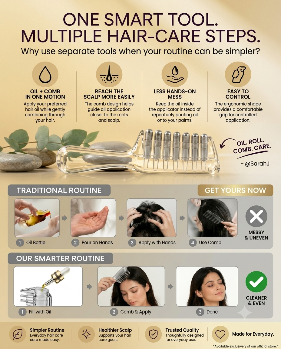 Hair Oil Applicator Comb – Scalp Nourisher & Growth Booster
